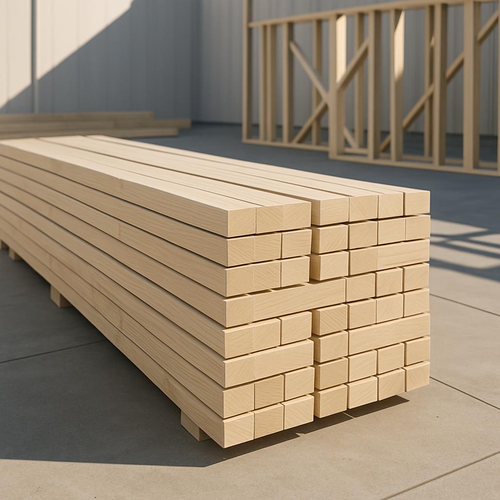 alttext "Stack of Lumber at Construction Site"